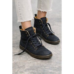 Dr Martens Hackney Black Water Resistant Canvas Lace Up Boots Women US 8 EU 39